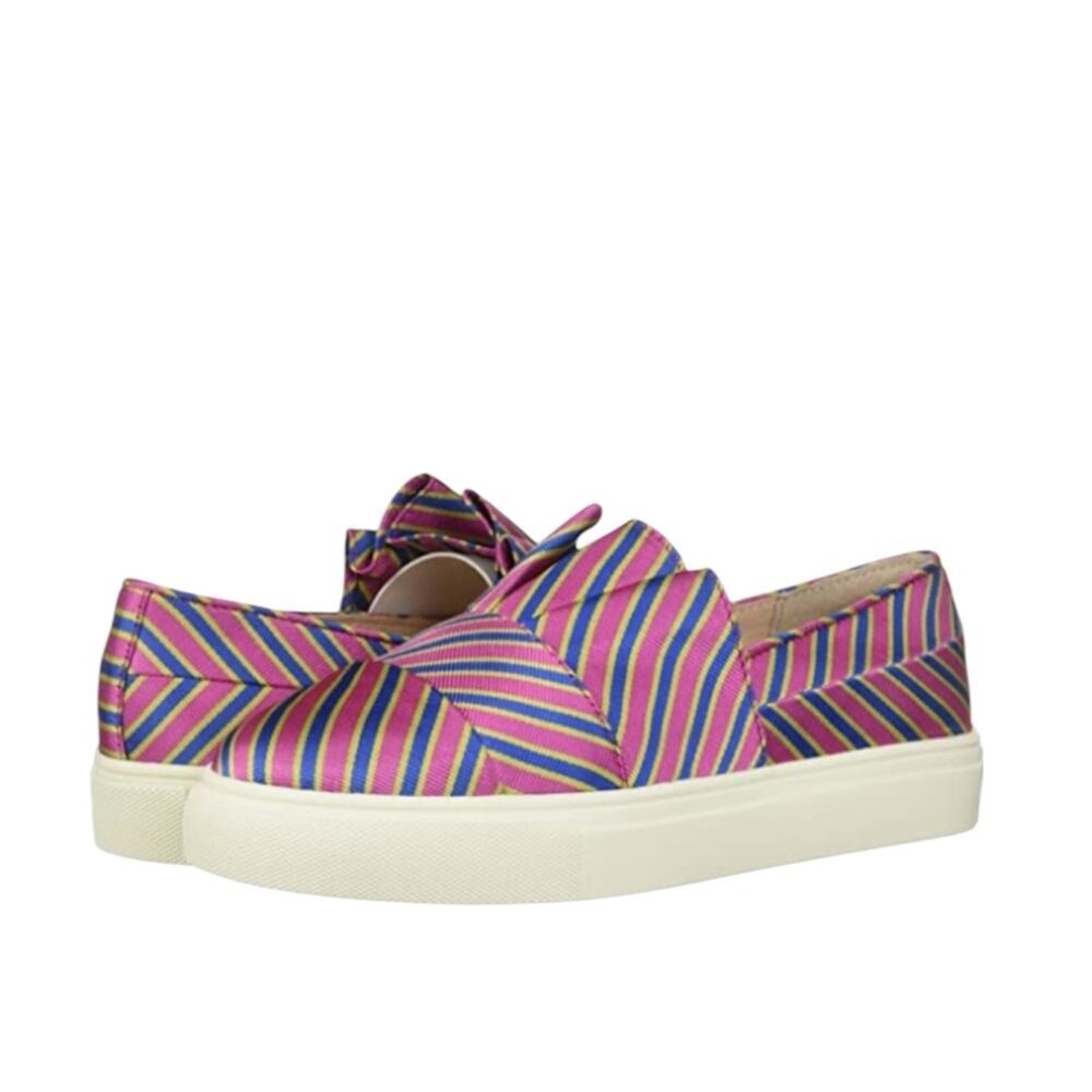 Cecelia New York Rooney Slip On Loafer Shoes Pink Blue Yellow Stripe 9